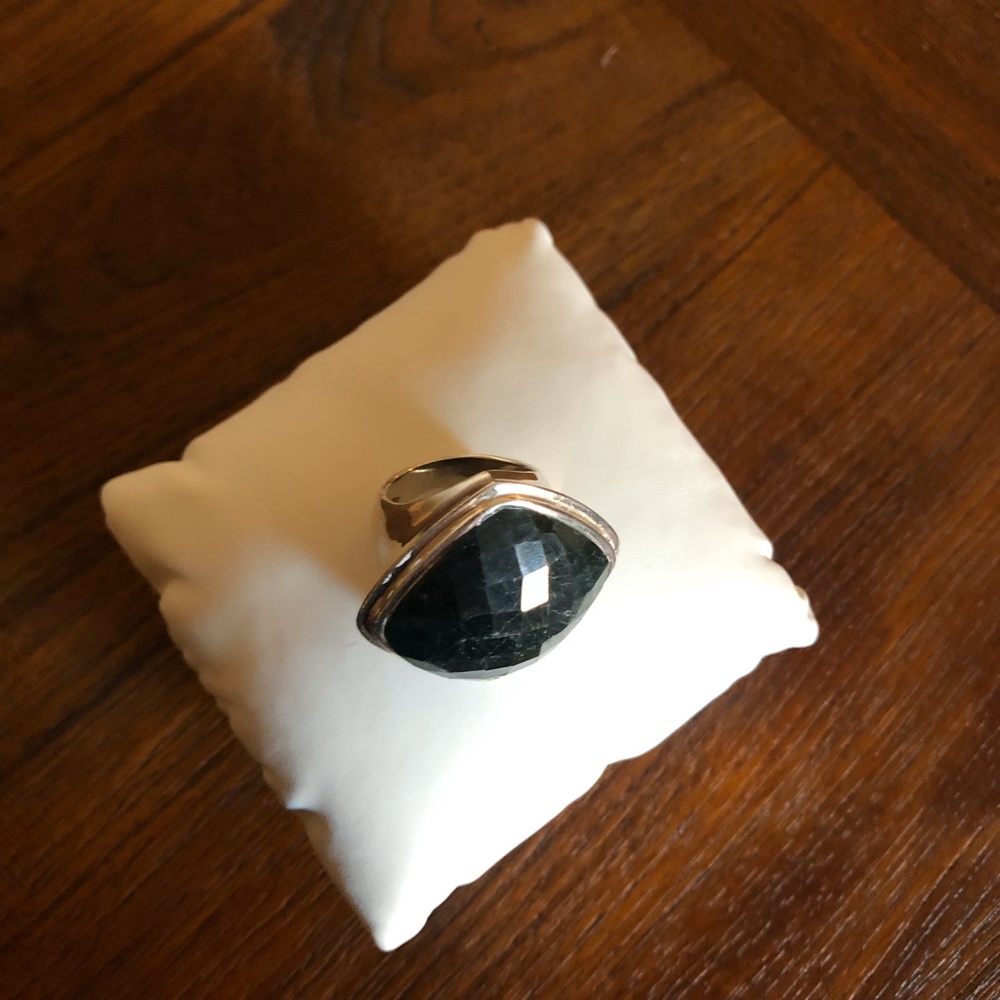 Facet-Cut Deep Green Jade Statement Ring - image 4